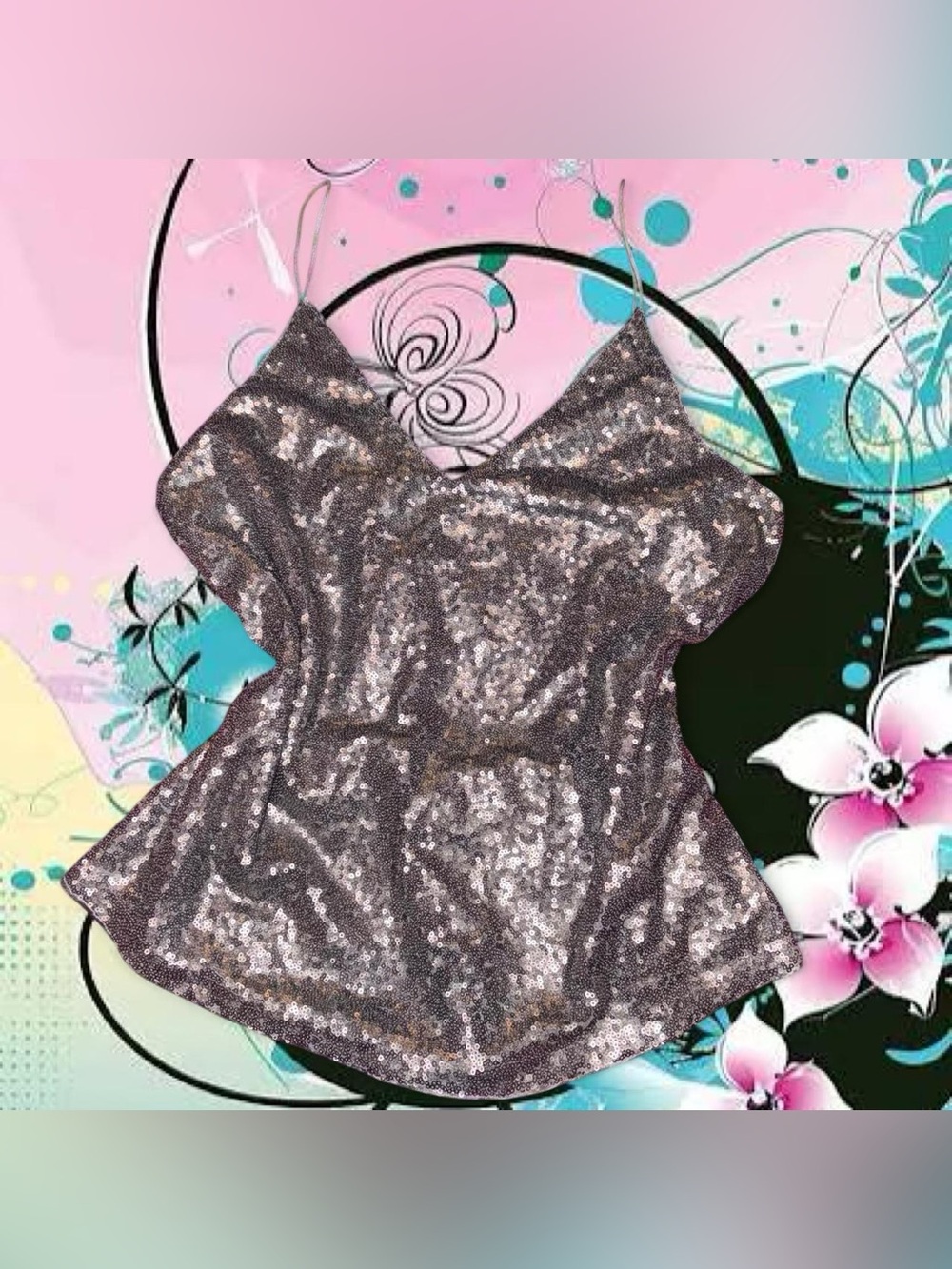 vintage y2k sequin cami - express, cut tags, sz lg